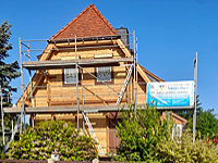 mobile Sandstrahlarbeiten Holzhaus - nachher